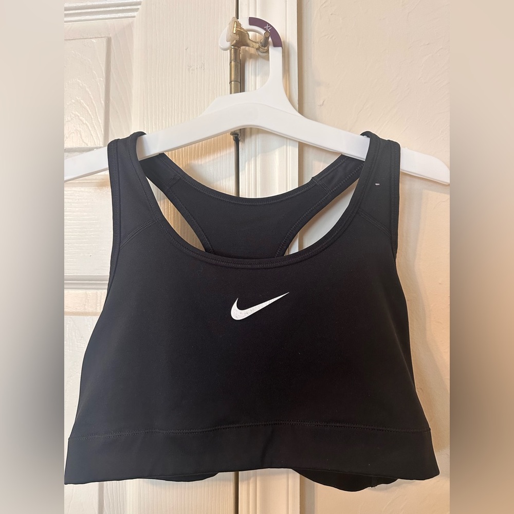 Nike Women’s sports bra. Black with white check. Size L